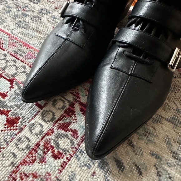 Black Leatherette Buckle Coven StrangeCvlt Boots - Picture 4 of 7